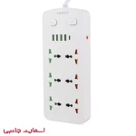 چندراهی 6 خانه برق ارلدام مدل ES-SC09 با شارژر USB و Type-C