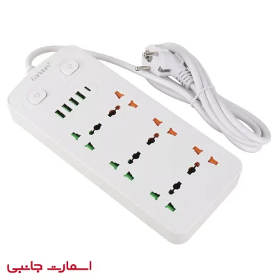 چندراهی 6 خانه برق ارلدام مدل ES-SC09 با شارژر USB و Type-C